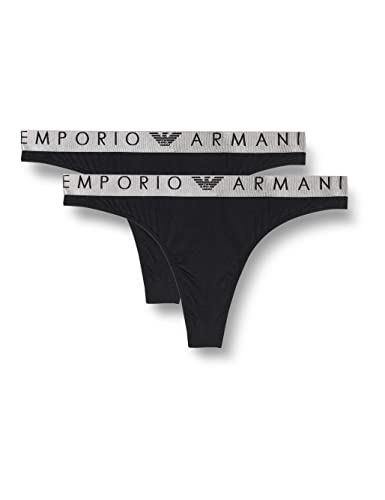 Emporio Armani Damskie kultowe stringi z mikrofibry, Czarny, L