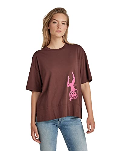 G-STAR RAW Luźny top damski z nadrukiem figury, Brązowy (brązowy kamień D21381-4107-c964), S