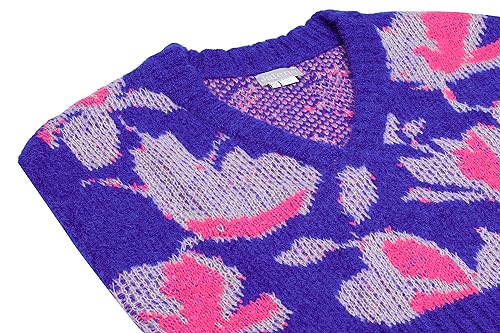 Jalene Damski sweter w stylu vintage z dekoltem w serek akryl królewski niebieski rozmiar XS/S, niebieski (Royal Blau), XS