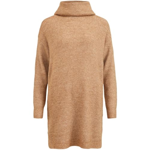 Vila Damski sweter VICILIA Rollneck L/S Knit Tunic/SU-NOOS, toasted Coconut/szczegóły: melanż, XL, Toasted Coconut/Szczegóły: melanż, XL