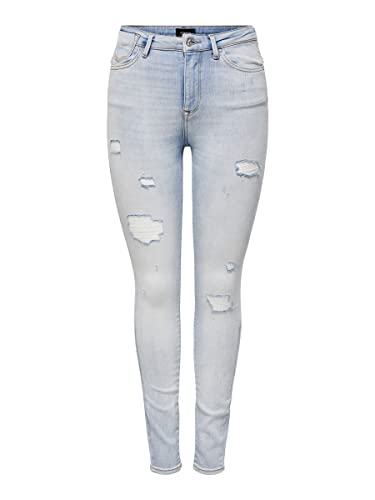 ONLY OnLForever dżinsy damskie skinny fit z wysokim stanem, Light Blue Bleached Den, XL