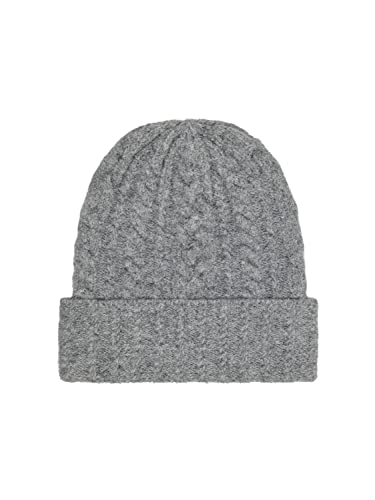 ONLY Women's ONLSALLY Life Cable Knit czapka BEANIEACC, jasnoszary melanż/szczegóły: ze srebrnym lureksem, jeden rozmiar, Jasnoszary melanż/szczegóły: WITH SILVER LUREX, jeden rozmiar