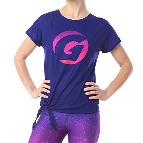 Gipara Giulia damska koszulka sportowa, krótki rękaw, do ćwiczeń, jogi, biegania, odprowadzanie wilgoci, oddychająca tkanina, kolor fioletowy i różowy, fioletowy/różowy, L