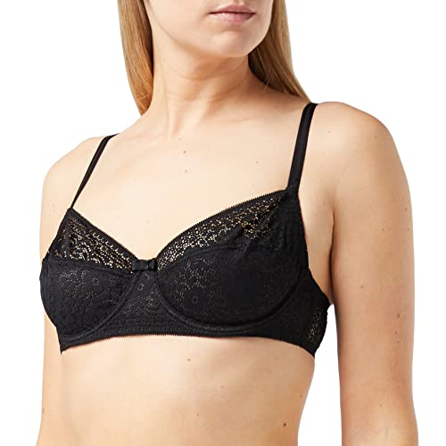 DIM Biustonosz z obręczami w kwiatowej koronce z recyklingu Sublim dla kobiet, czarny, 85B