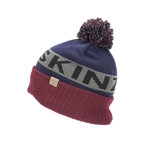 SEALSKINZ Foulden wodoodporna czapka z pomponem, Granatowy/szary/czerwony, S-M