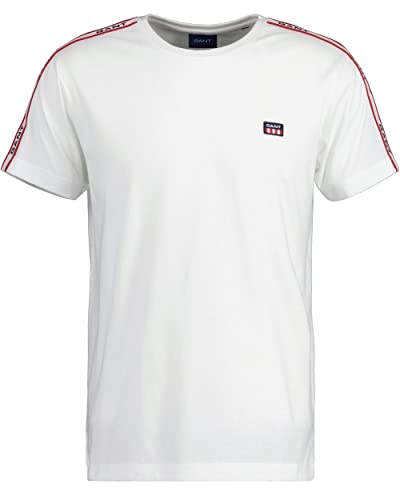 GANT Męski t-shirt na ramię, biały, standardowy, biały, XS