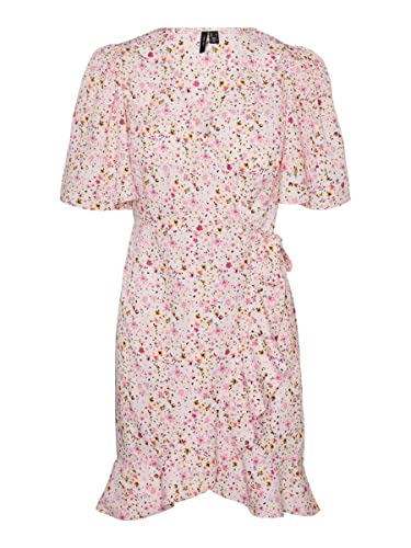 VERO MODA Damska sukienka VMEMMA Henna 2/4, krótka sukienka WVN GA, Parfait Pink/AOP: Mille Flower, XS, Parfait Pink/Aop: mille Flower, XS