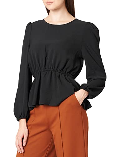 ONLY Petite Women's ONLMETTE DAR L/S O-Neck WVN FN Petit Top, Black, M, czarny, M