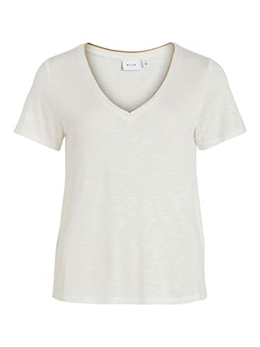 Vila Damska koszulka Vinoel Lurex S/S Top-Noos, Cloud Dancer, M