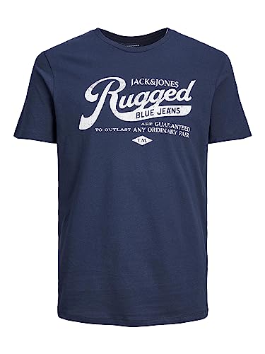 JACK & JONES PLUS Męski T-shirt JJEJEANS SS O-Neck NOOS 23/24 PLS T-Shirt, Mood Indigo, 4XL, indygo (Mood Indigo), 4XL