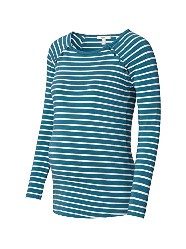ESPRIT Maternity Damska koszulka z długim rękawem i w paski, Teal Blue - 455, 40