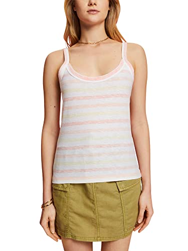 ESPRIT Tank top w paski, 100% bawełna, brzoskwinia, M