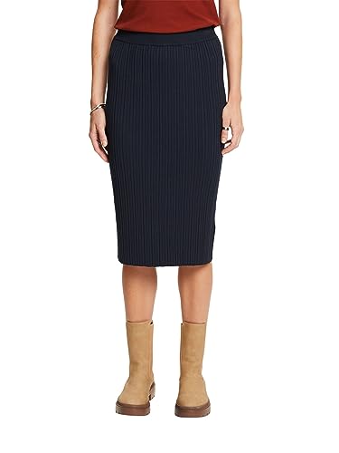 ESPRIT Spódnica midi z dzianiny prążkowanej, Petrol Blue, XL