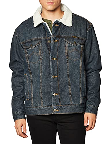Wrangler Męska kurtka dżinsowa 74256rt Cowboy Cut Western z podszewką (1 opakowanie), Sherpa/Denim, L