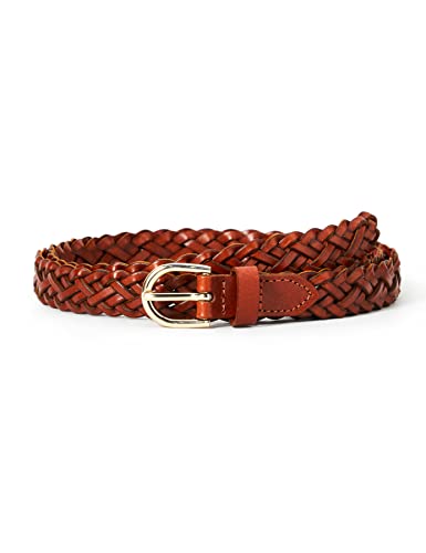 PIECES Damski pasek Pcavery Leather Braided Slim Belt Noos, brązowy (Cognac Cognac), 80