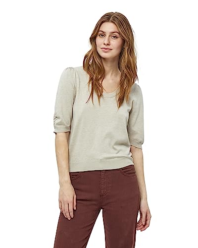 Minus Damska koszulka z dzianiny Pam Scoop Neck Half Sleeve, 9015m piaskowy szary melanż, S