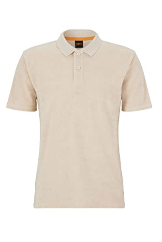 BOSS Męska koszulka polo z mieszanki bawełny Petowel z haftowanym logo, biały, 3XL
