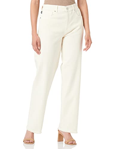 Love Moschino Boyfriend with Brand Heart Back Tag Damskie spodnie swobodne, Krem, 32