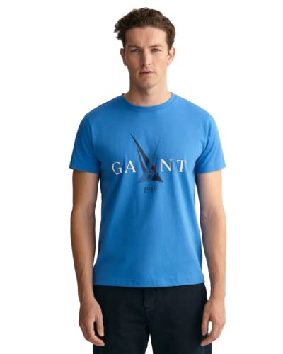 GANT Męski T-shirt SAIL D, niebieski (Day Blue), standardowy, Day Blue, XL