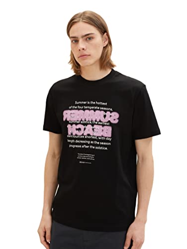 TOM TAILOR Denim Koszulka męska 1036478, 2999 - czarna, M, 2999 - Black, M