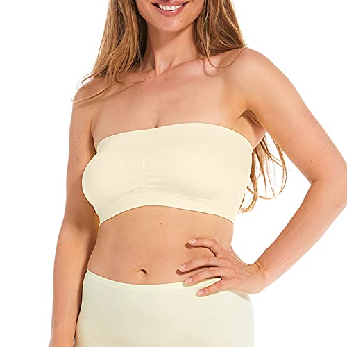 MAGIC Bodyfashion Bandeau Bra damski komfortowy biustonosz z wyjmowanymi wkładkami push-up i bez fiszbinów biustonosza, Sunshine, XL