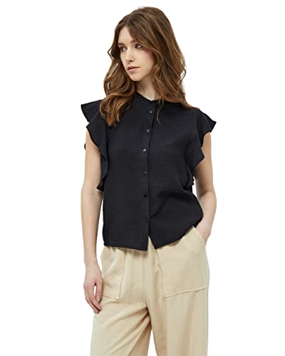 Peppercorn Damska koszula Nadia Ruffle Curve, czarna, 26, Czarny, 52