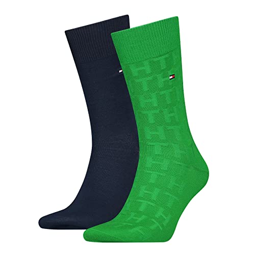 Tommy Hilfiger Men's TH Men 2P FIL D ECOSSE Monogram CLSSC Sock, Green, 39/42, zielony, 39-42 EU
