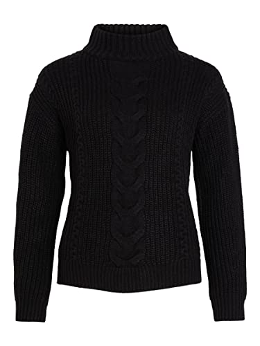 Vila Damski sweter VIOA L/S z dekoltem z wysokim dekoltem, top-NOOS, czarny, M, czarny, M