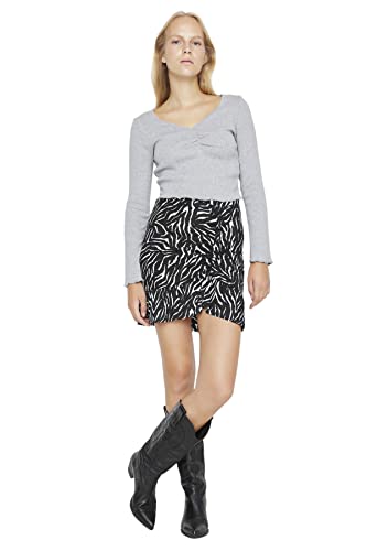 Trendyol Damska spódnica mini bodycone, skaterska dzianinowa, czarna, L, Czarny, L