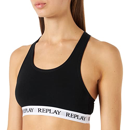 Replay Damski biustonosz sportowy Racerback, czarny/bia?y/czarny, M