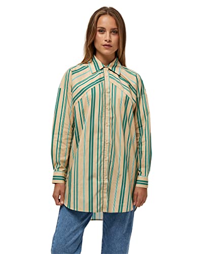 Minus Damska koszulka April Oversize, 9382s Ivy Green Stripe, 34