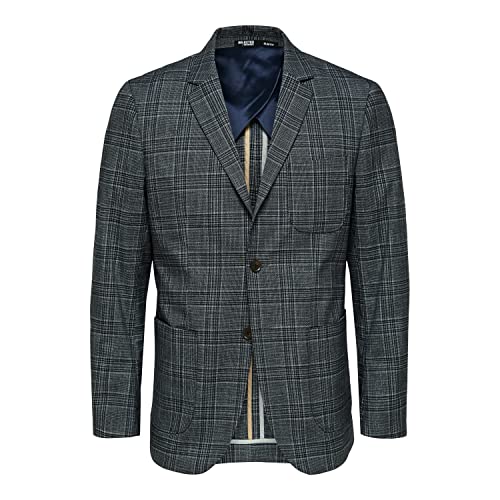 SELETED HOMME Męska marynarka Slhslim-Knox Check BLZ B Noos Blazer, Navy Blazer/Checks: Check, 46
