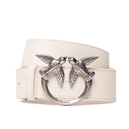 PINKO Damski pasek Love Berry Simply H4 z wkrętem, Z14o_biały, stare srebro, L