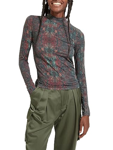 Scotch & Soda Damska koszulka z długim rękawem z nadrukiem na całej długości, Snake 6667, M