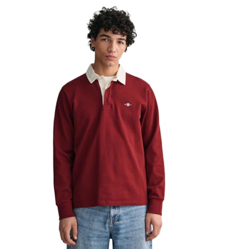 GANT Męski T-Shirt Reg Shield Heavy Rugger, Plumped Red, L