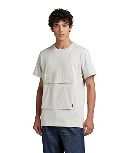 G-STAR RAW Męski T-shirt Utility Pkt Tape R T, Szary (Cool Grey B248-1295), M