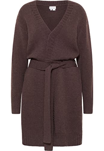 RISA Dzianinowy długi kardigan damski 25825301, brązowy, XS-S