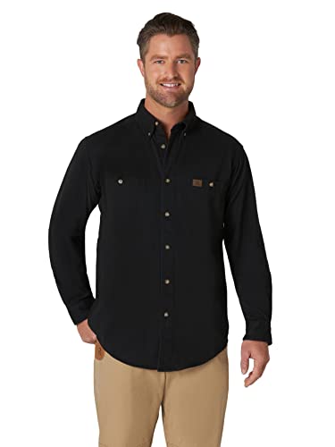 Wrangler Riggs Workwear Męska koszula robocza z długim rękawem Logger Twill, Czarny, XL Długi
