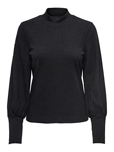 ONLY ONLNALIA L/S Cuff Highneck TOP JRS Bluza, Black, S, czarny, S