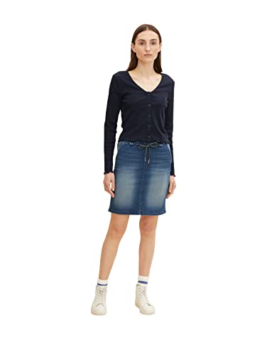 TOM TAILOR Damski spódnica jeansowa 1032238, 10282 - Dark Stone Wash Denim, 32