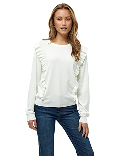 Minus Damski sweter z dzianiny Vesia z falbanką, złamany biały, XL, Rozbita biel, XL