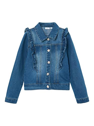 NAME IT Girl's NKFFRILL DNM kurtka 2211-SR NOOS, Medium Blue Denim, 140, niebieski (medium blue denim), 140 cm