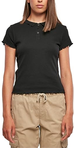 Urban Classics Damska koszulka damska Rib Polo Tee Black XS, czarny, XS