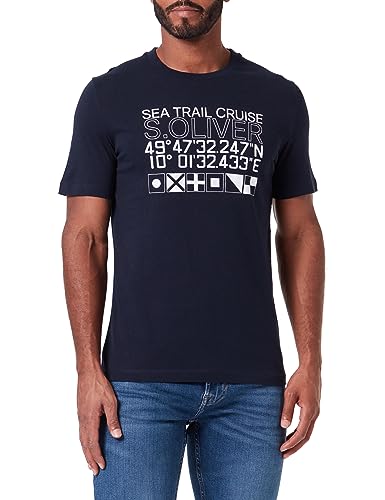 s.Oliver Męski T-shirt z krótkim rękawem, niebieski, M