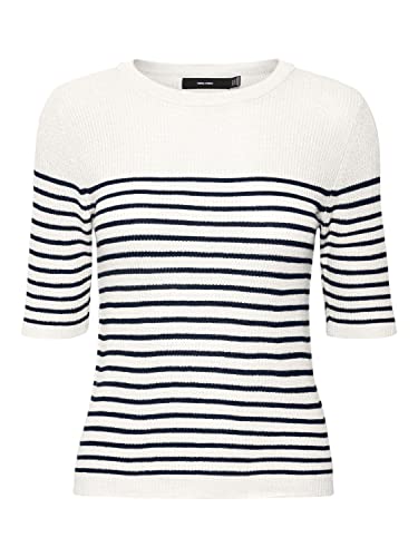 VERO MODA Sweter damski, Snow White/Szczegóły: w Navy Blazer Stripes, XL