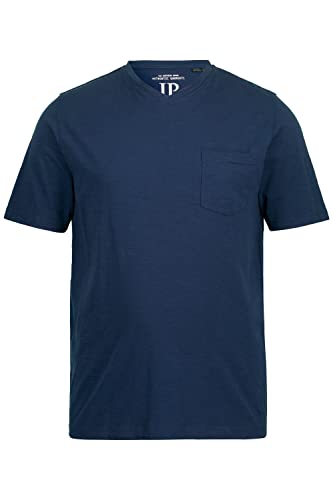 JP 1880 Męska koszulka z długim rękawem, dekolt w serek, z flammjersey, do 8 XL 806260, Matowy niebieski, 4XL