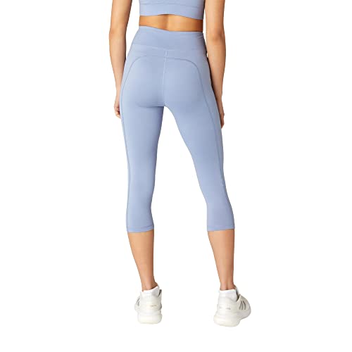 FM London Legginsy do siłowni z kieszeniami z wysokim stanem Legginsy damskie pełnej długości i capri bez szwu legginsy fitness i jogi, Niebieski (Brunera Capri), S