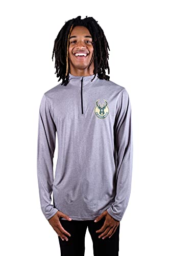 Unk NBA Vlm3138f-am NBA męska koszulka z długim rękawem z zamkiem 1/4 (UK), kolor drużyny (1 szt.), Szary wrzosowy, M