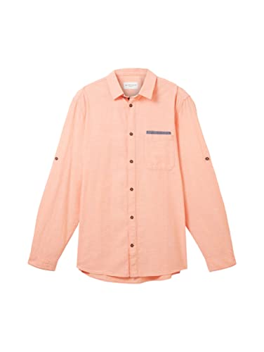 TOM TAILOR Męska koszula 1036237, 31850-pomarańczowa biała Chambray, XXL, 31850 – pomarańczowo-biała Chambray, XXL