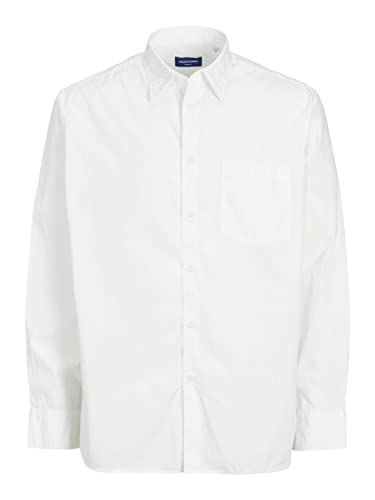 JACK & JONES Męska koszulka oversize LS CBO Koszula męska, jasna biała, M, Bright White, M